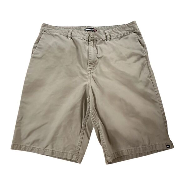 Quiksilver ~ Mens Tan Chino Shirts ~ size 36 ~ 4 pocket ~ black leather tab - Picture 1 of 11